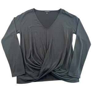 Banana Republic Black Sandwash Modal Twist Front Long Sleeve Top Women’s S